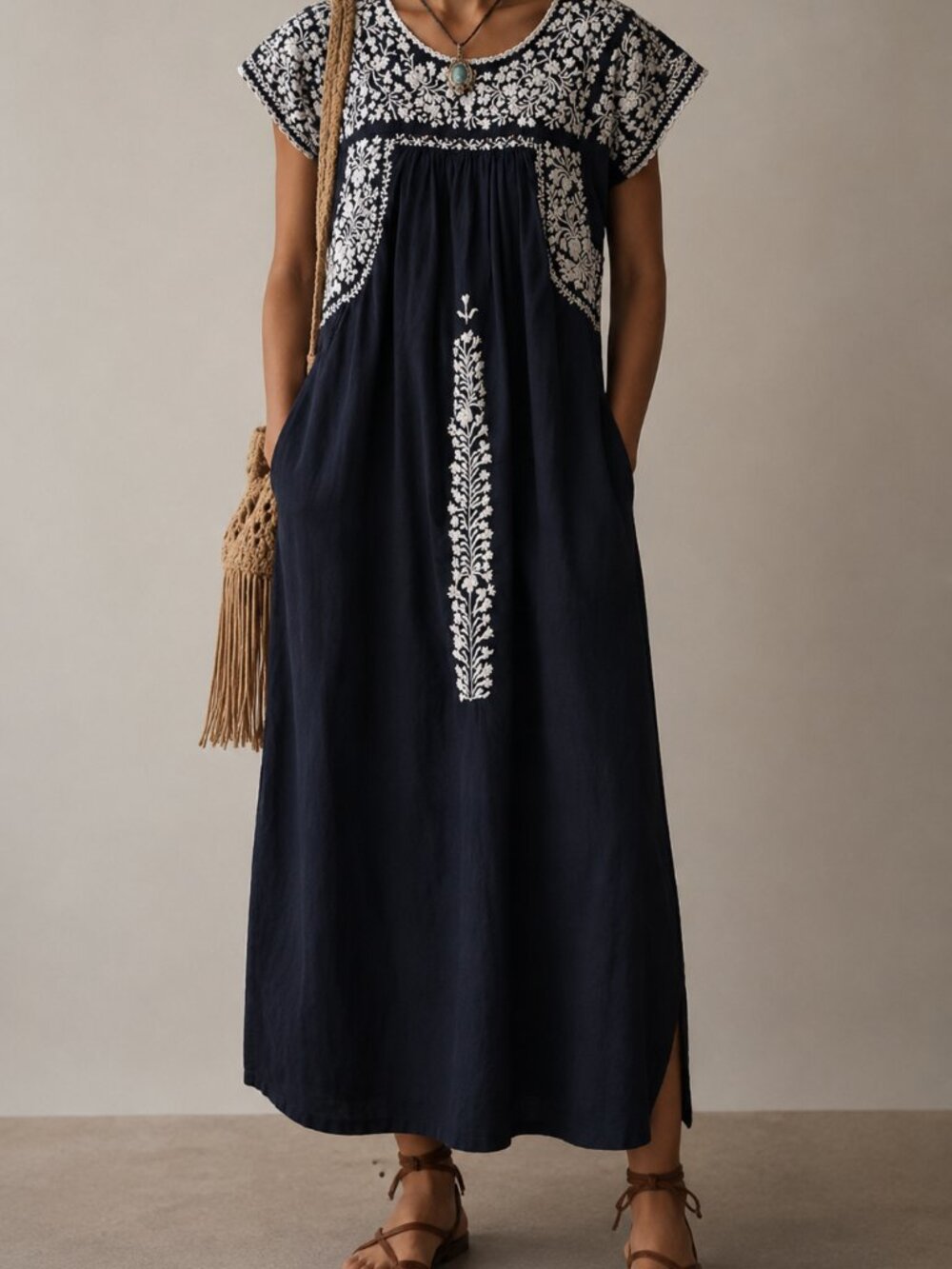 Handmade Embroidered Bohemian Maxi Dress